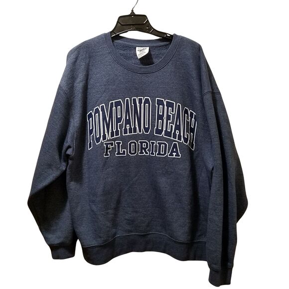 Pompano Beach Florida Crewneck Sweatshirt Women’s XL Heather Blue Pacific & Co - Picture 1 of 4